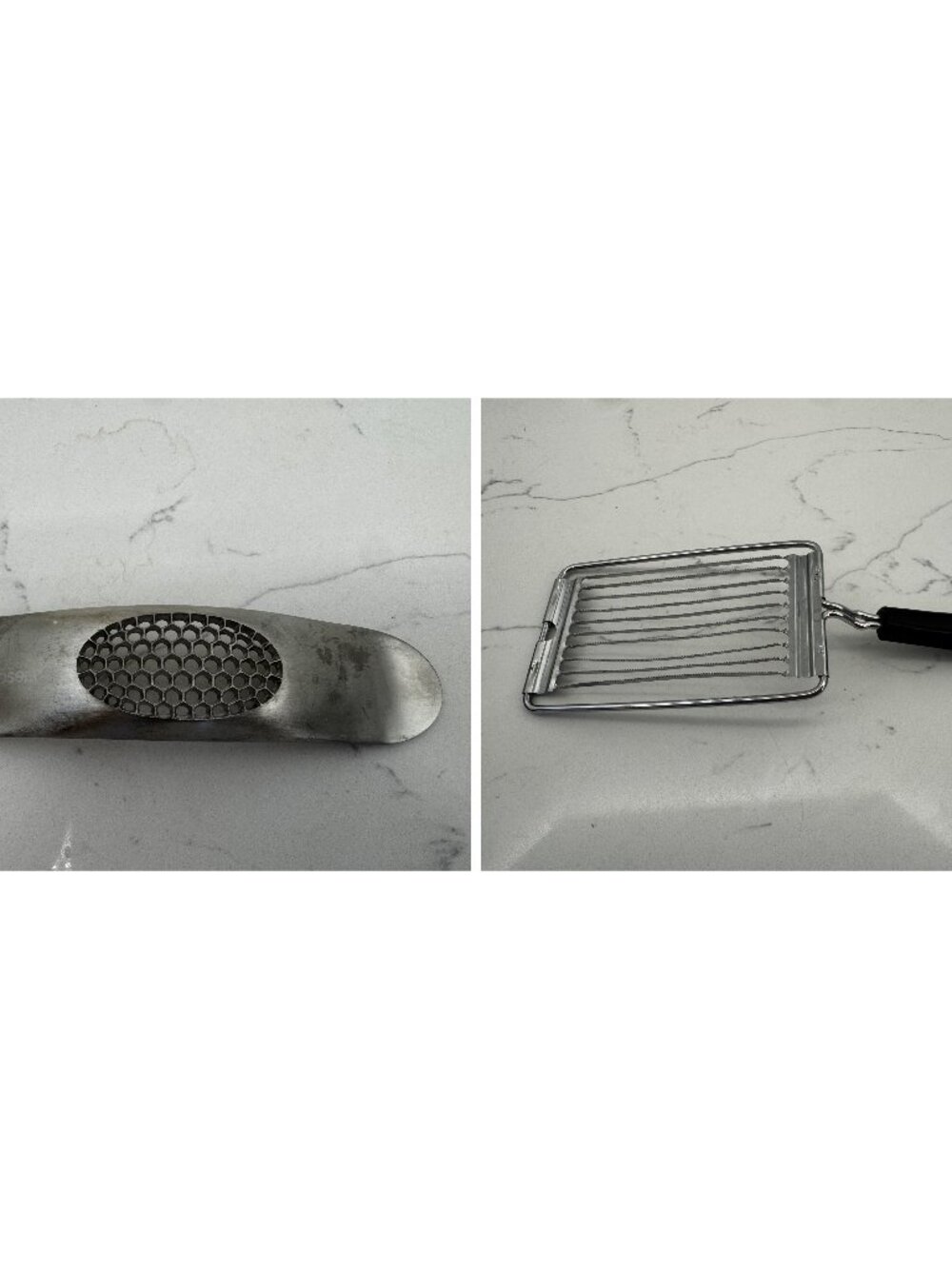 Joseph Joseph Rocker Garlic Crusher + Vintage EKCO USA Wire Cheese Tomato Slicer